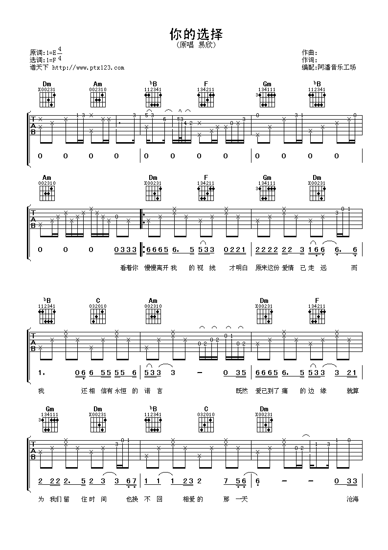 你的选择吉他谱-1