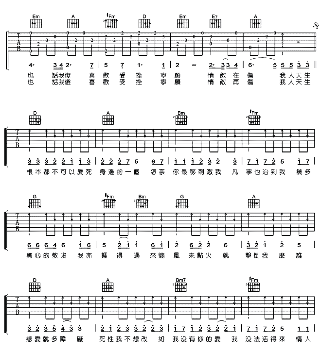 死性不改吉他谱-2