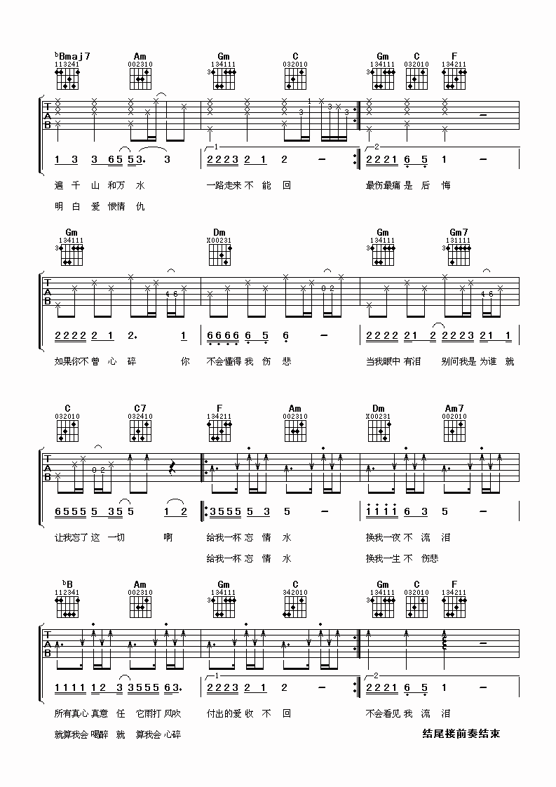 忘情水吉他谱-2