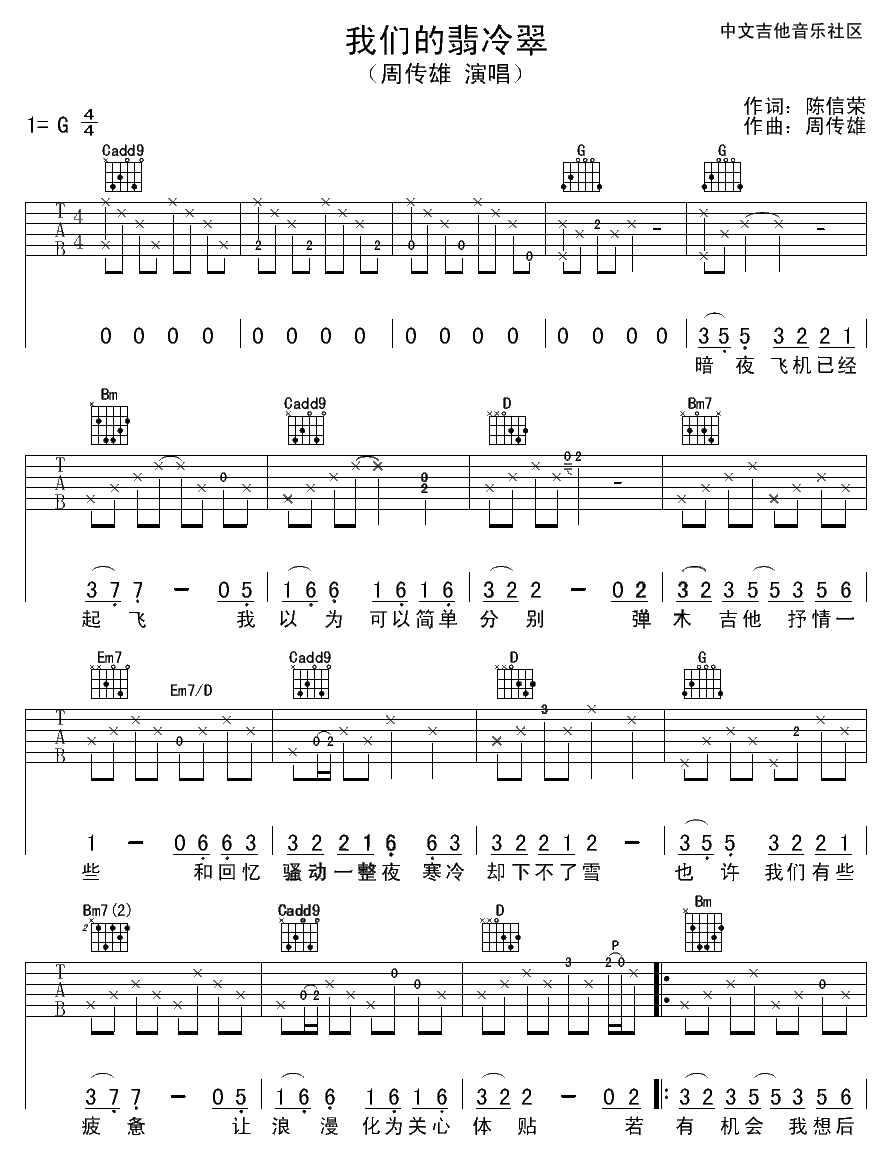 我们的翡冷翠吉他谱-1