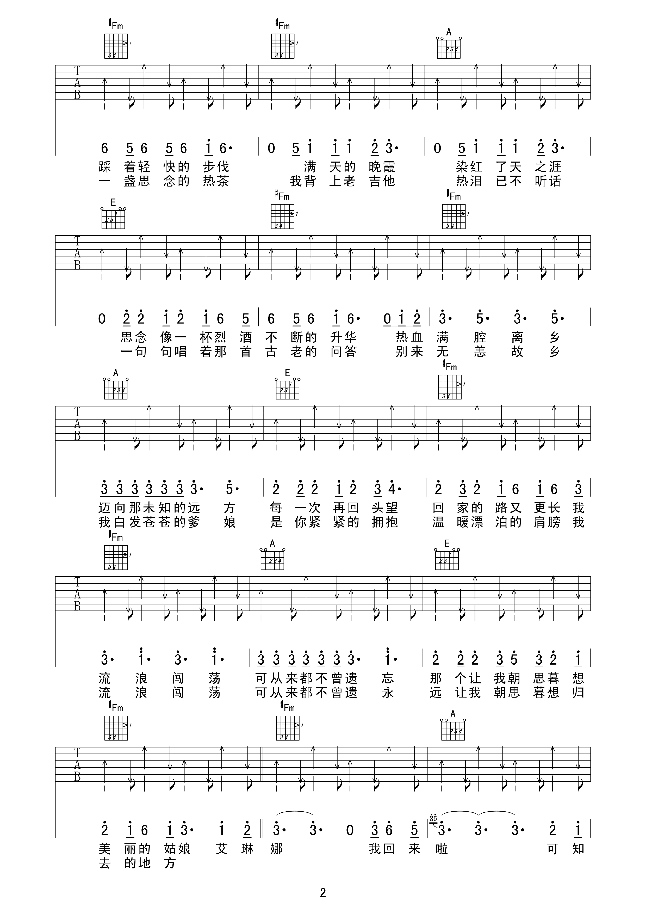 艾琳娜吉他谱-2