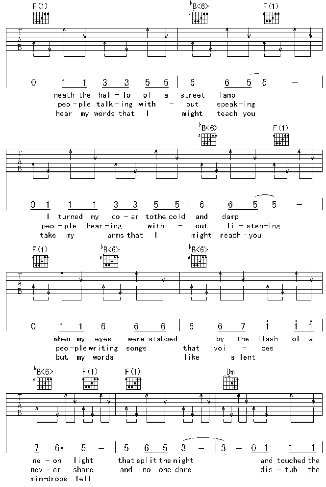 The Sounds Of Silence吉他谱-3