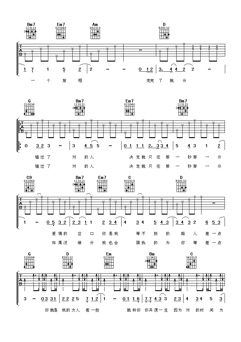 差一点吉他谱-3