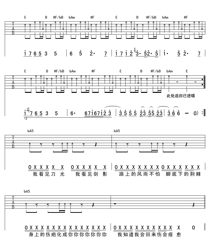 诛仙我回来吉他谱-3