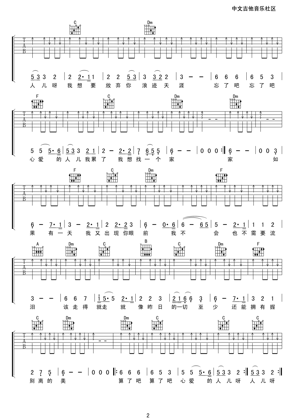 算了吧吉他谱-2