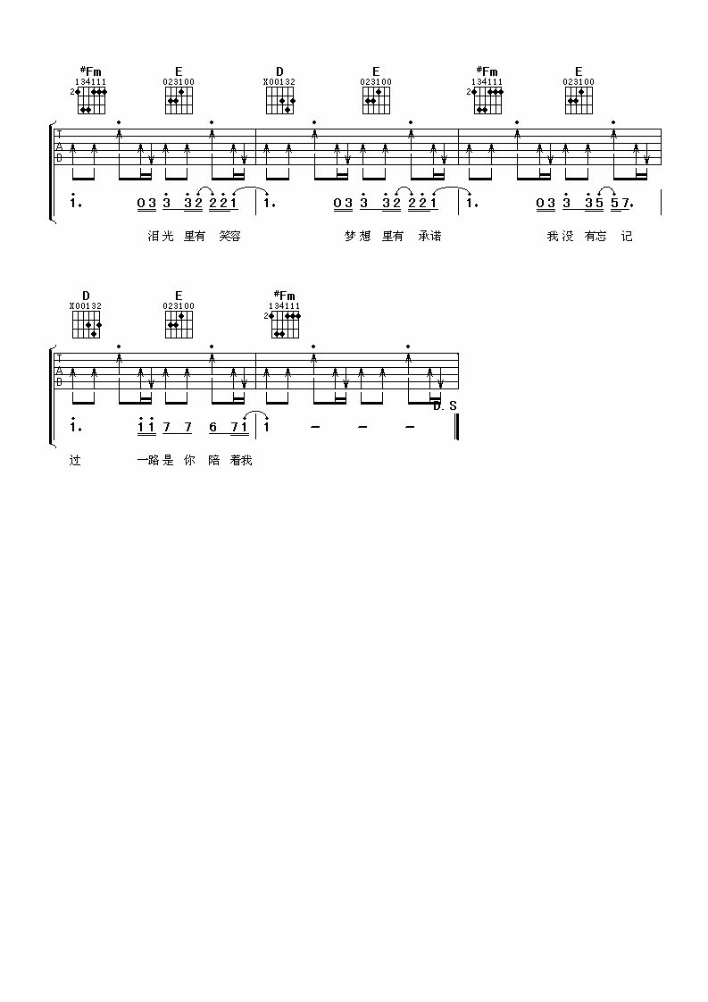 有你陪着我吉他谱-4