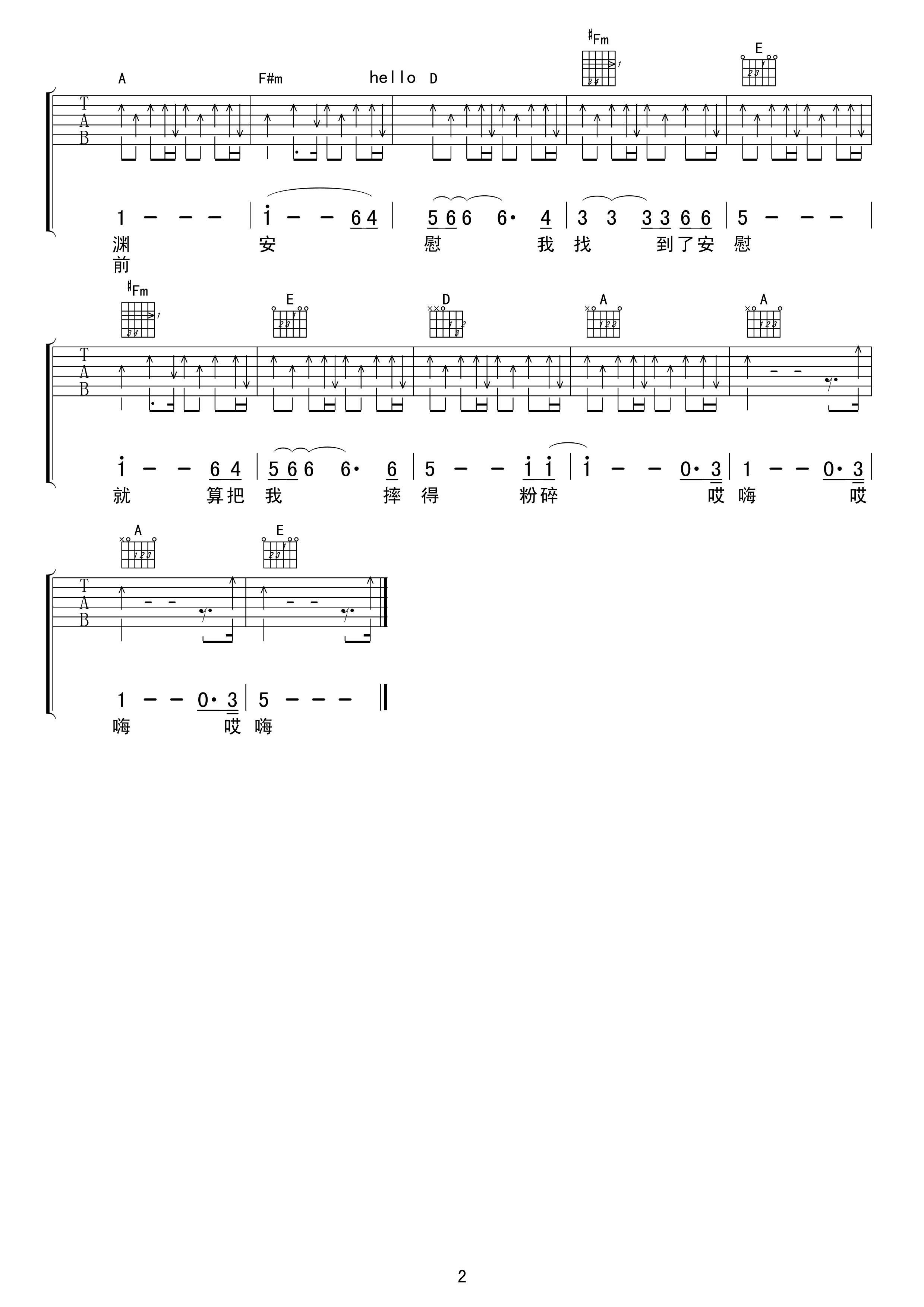 安慰吉他谱-2