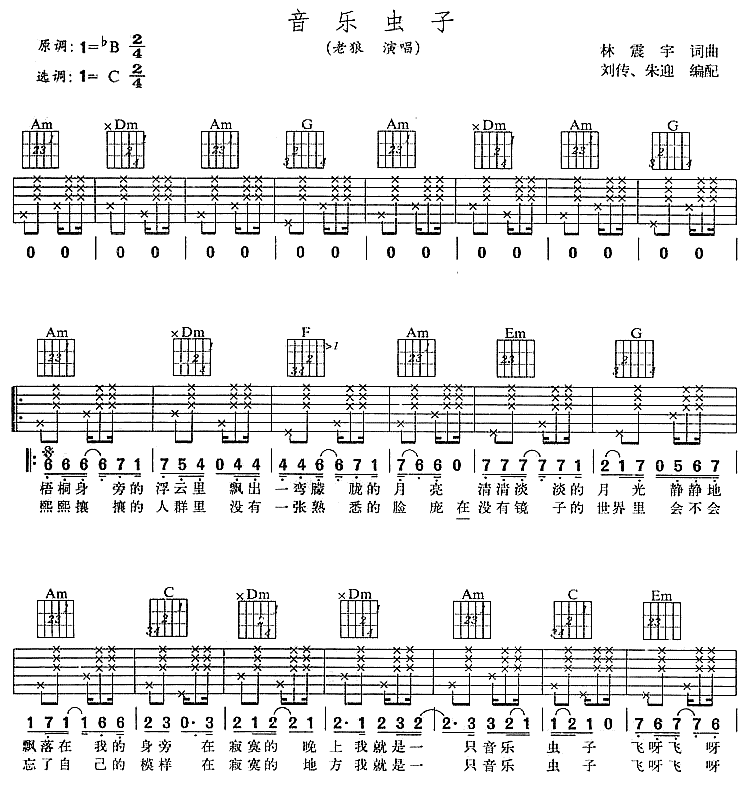 音乐虫子吉他谱-1