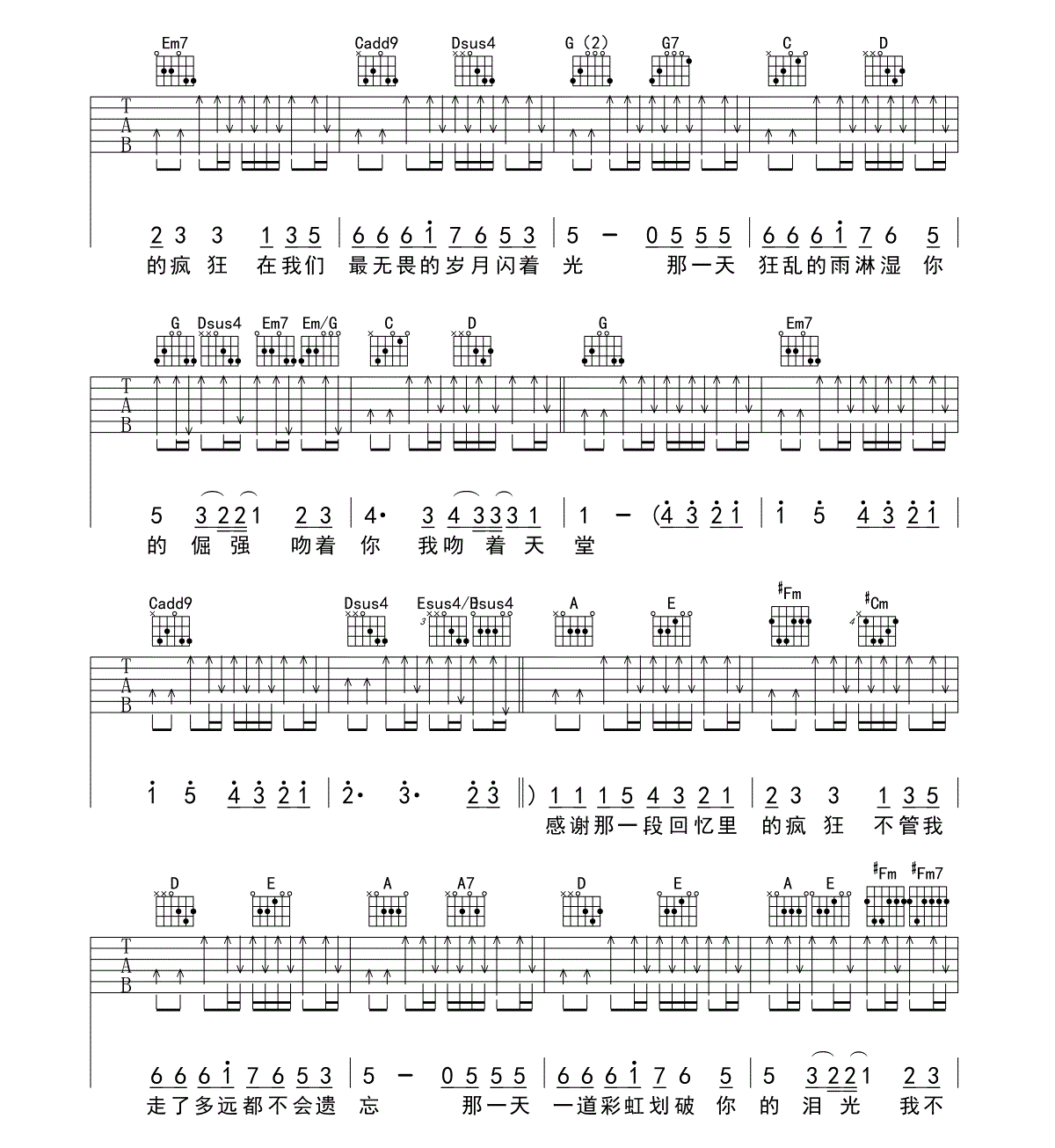 回忆里的疯狂吉他谱-4