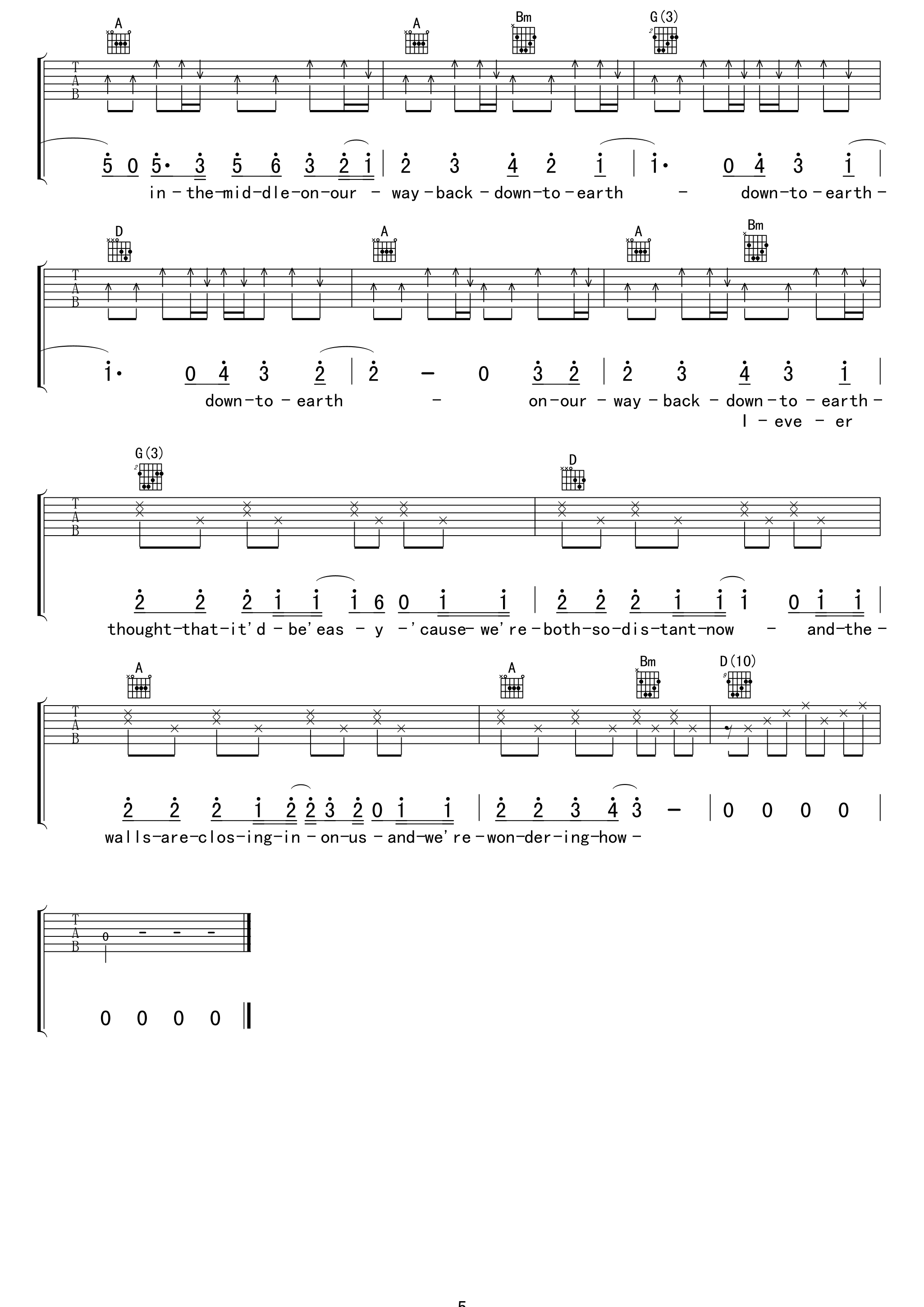 Down to earth吉他谱-5