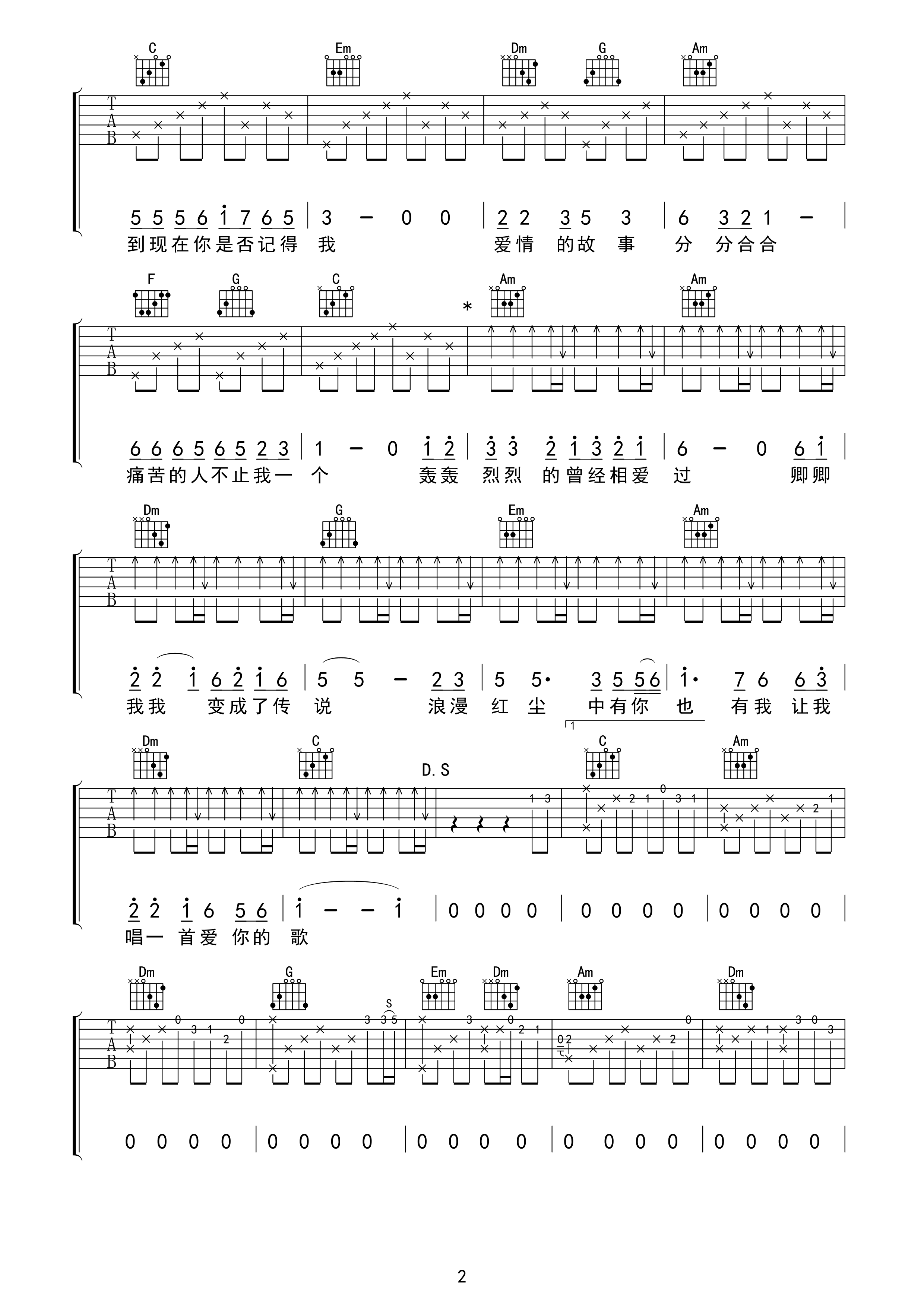 红尘情歌吉他谱-2