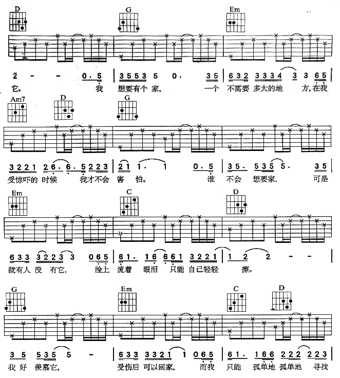 我想有个家吉他谱-2