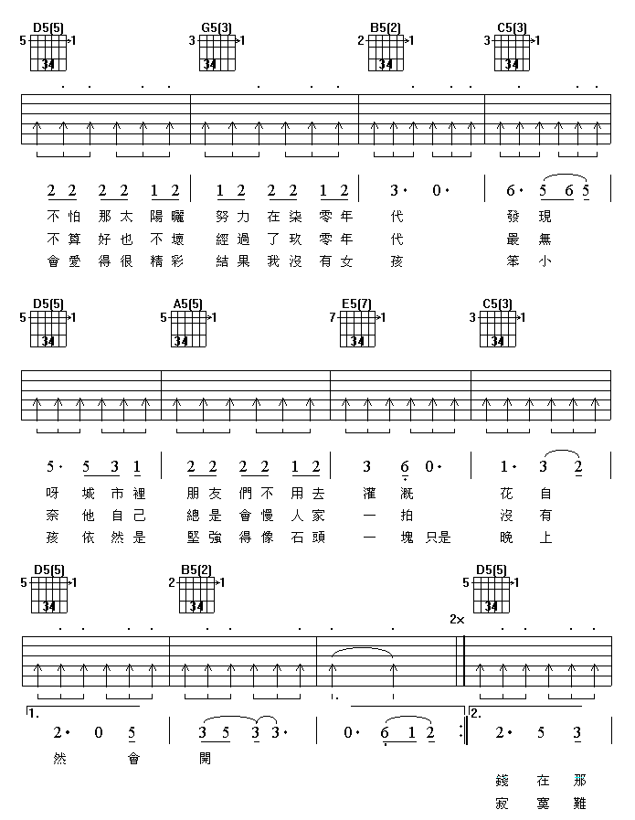 笨小孩吉他谱-2