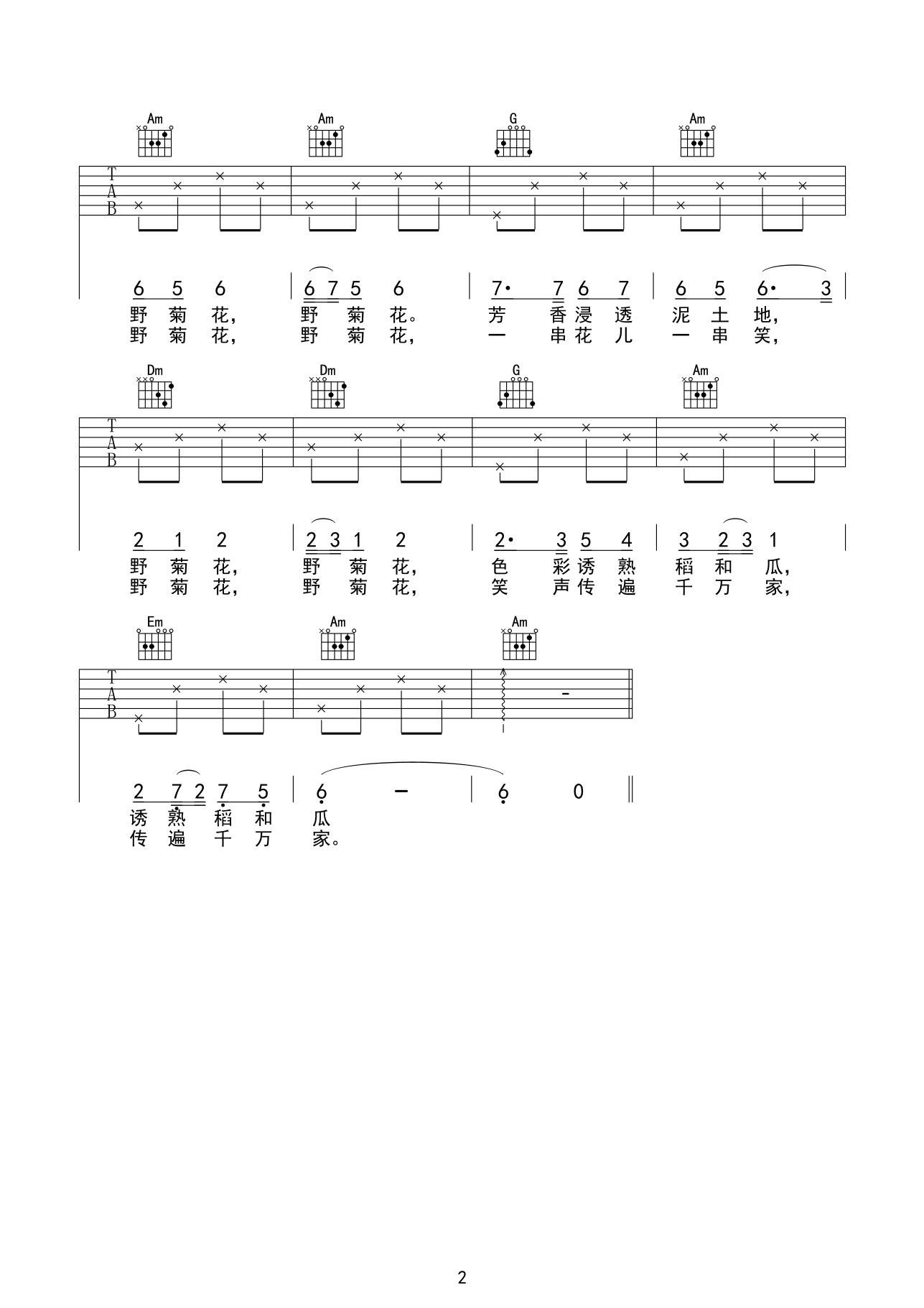 野菊花吉他谱-2