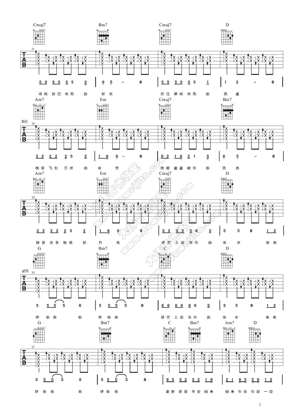 亲亲我的宝贝吉他谱-2