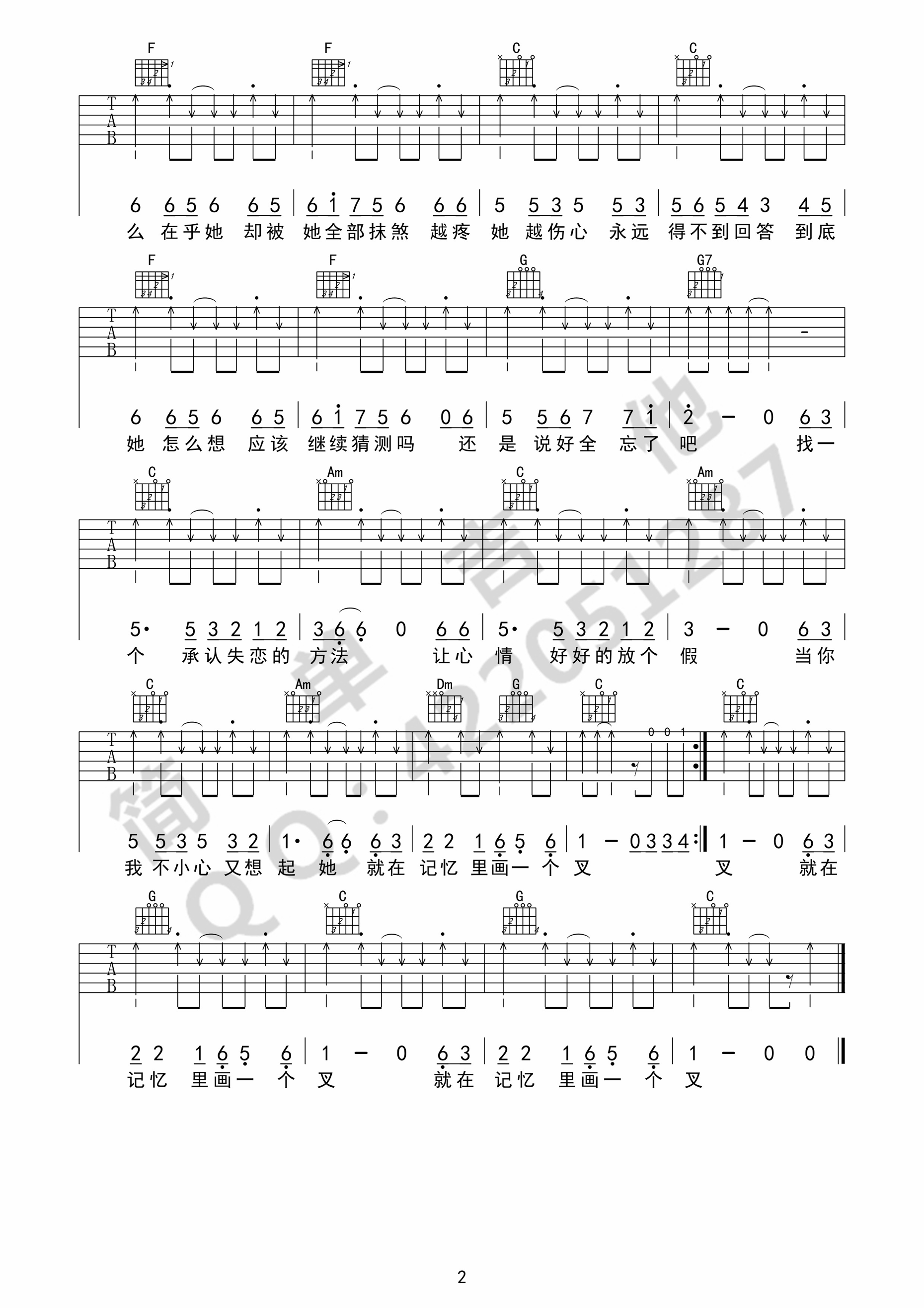 失恋阵线联盟吉他谱-2