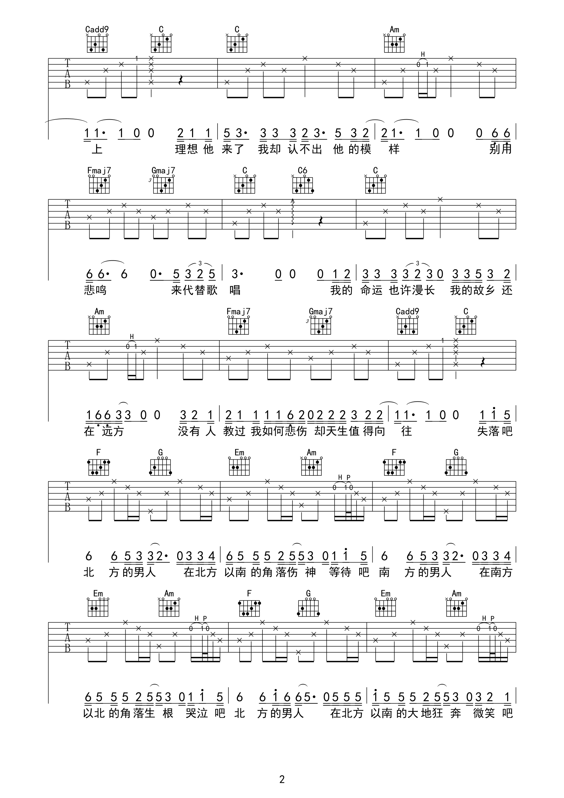 南方北方吉他谱-2