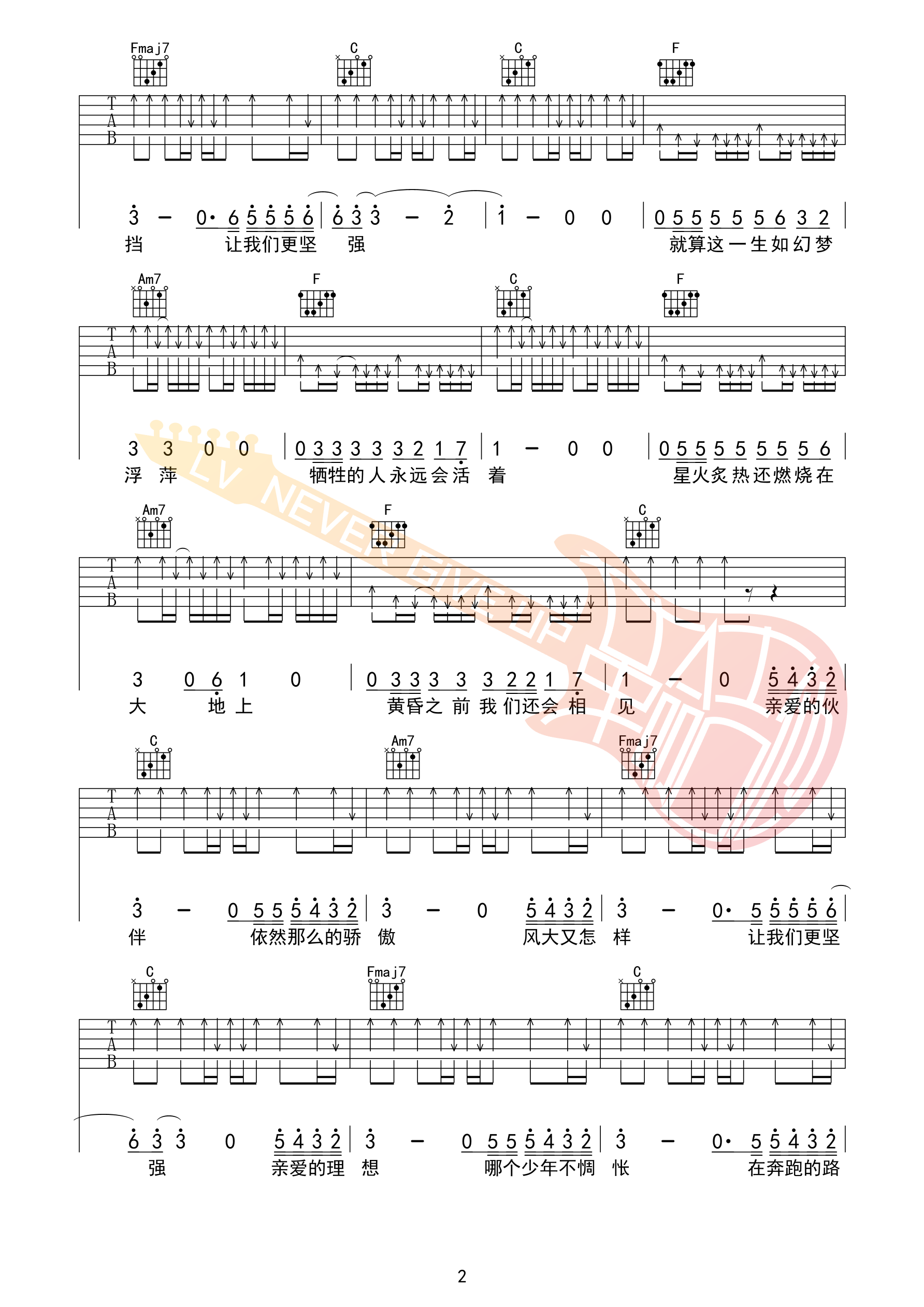 我不要熄灭在风中吉他谱-2