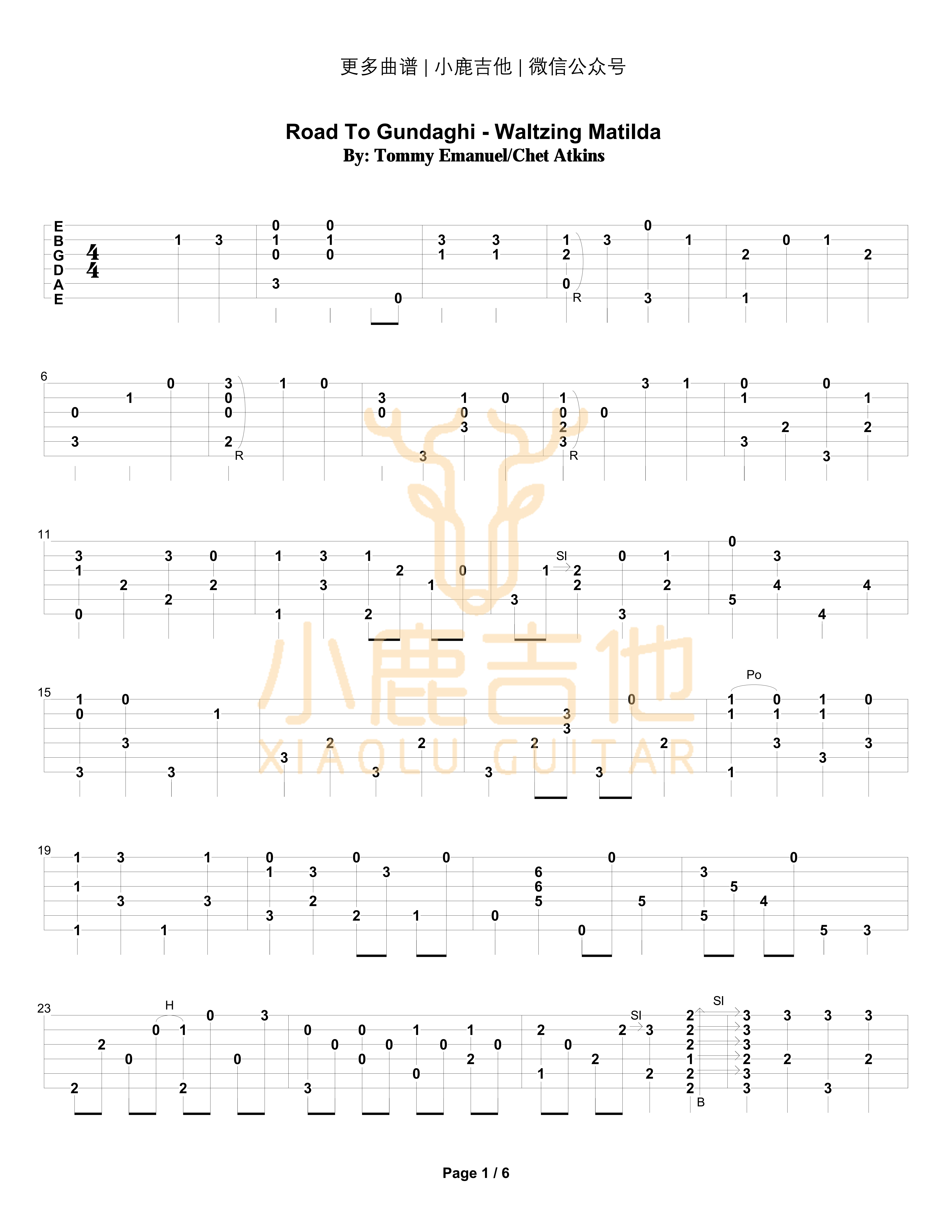 Road To Gundaghi-Waltzing Matilda吉他谱-1