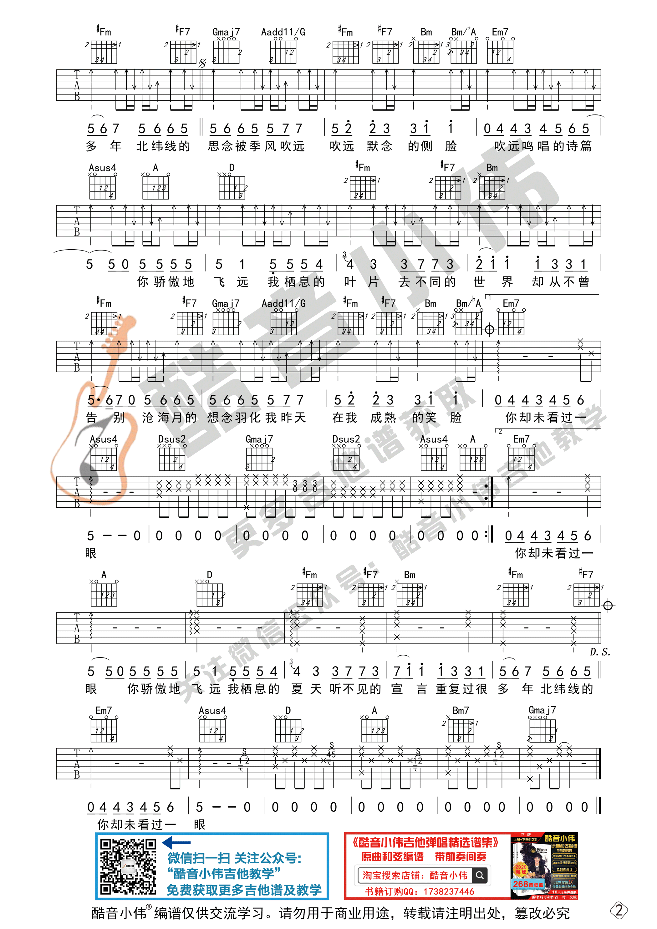 飞鸟和蝉吉他谱-2