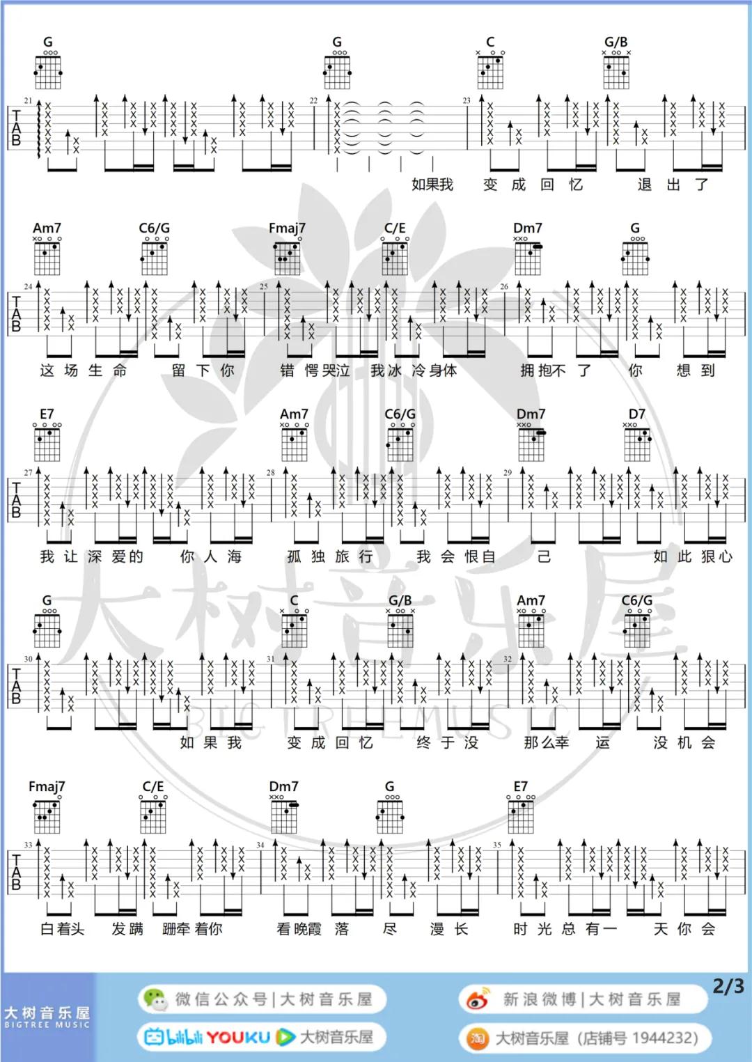 如果我变成回忆吉他谱-2